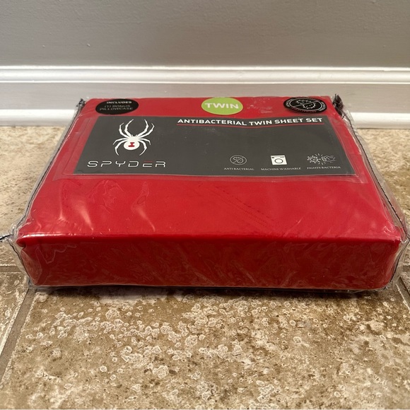 Spyder Antibacterial Twin Sheet Set - Red - Picture 2 of 5